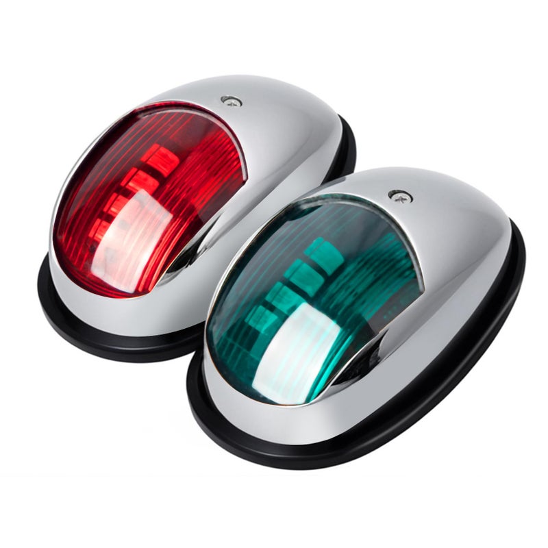 Obcursco Boat Navigation Lights, LED Red and Green Vertical Mount for Bow and Stern, IP67 Waterproof Marine Lights for Pontoon, Bass, and Jon Boats(Sliver) - Image 1